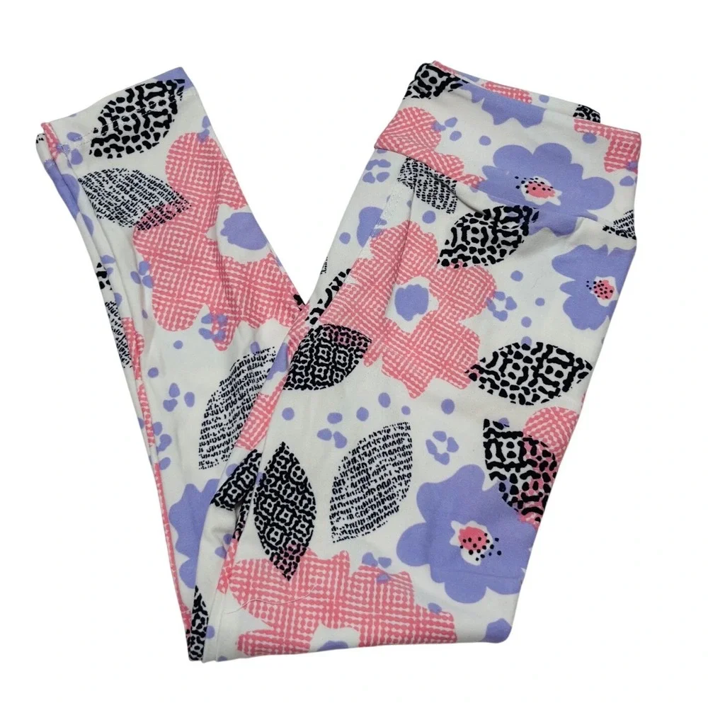 LuLaRoe Girls Kids‎ Leggings Pink Lavender Floral Sizes 2T-6+ Size S/M NWT